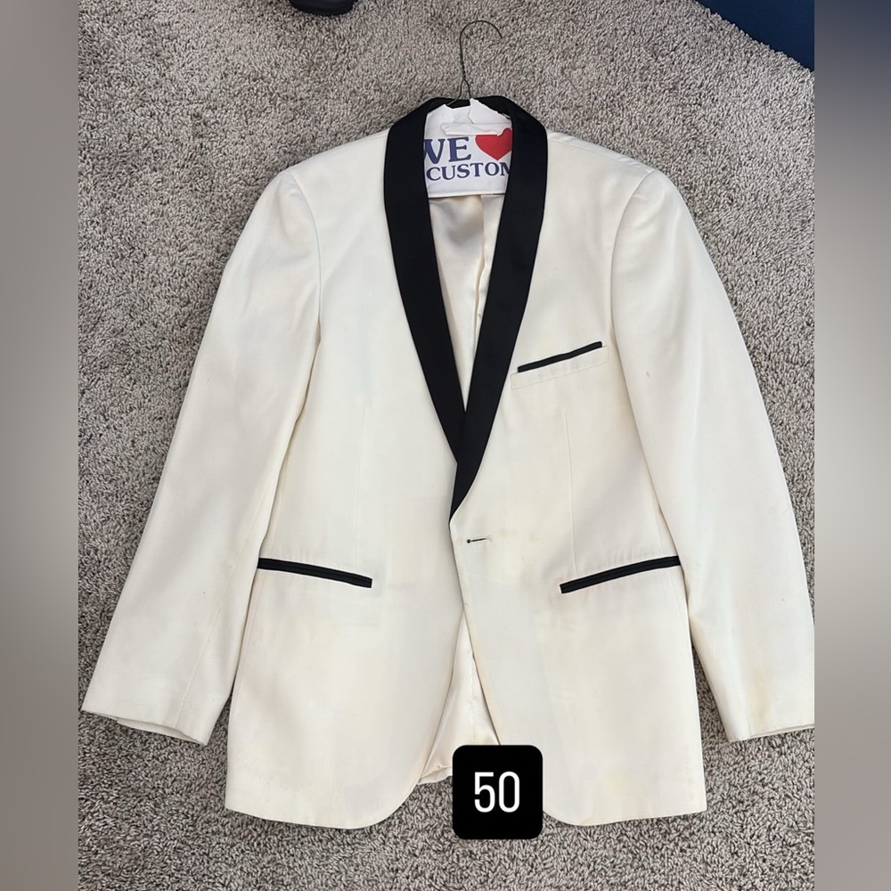 Custom White and Black Men's Blazer